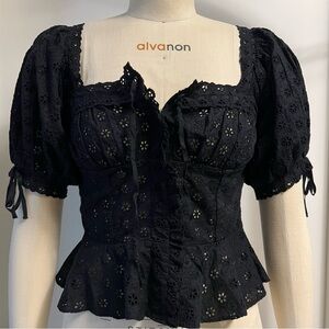 Doen Docia Eyelet Corset Top - size S - black